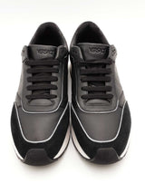Versace Milano Black Leather & Suede Sneakers Size 44 Eb0626lrxsa