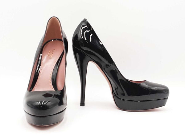 Gucci Lisbeth Black Patent Leather Platform Pumps Size Eu 38.5 Fw0825lxzdu