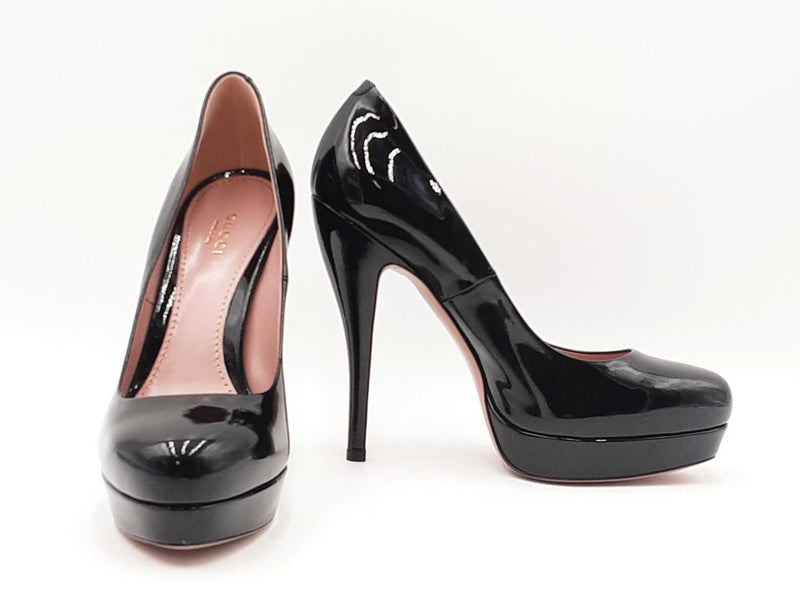 Gucci Lisbeth Black Patent Leather Platform Pumps Size Eu 38.5 Fw0825lxzdu