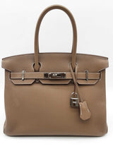 Hermes Birkin 30cm Etoupe Gray Togo Palladium Hardware Handbag Do0526lrxzxde