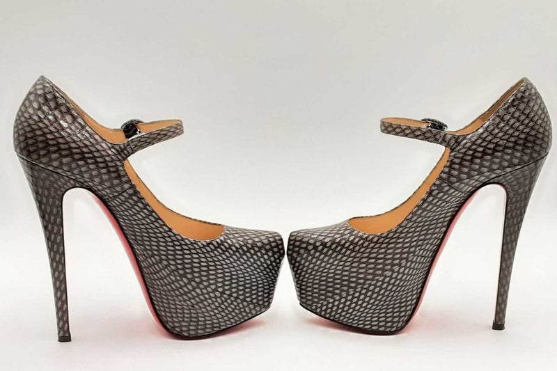 Christian Louboutin Grey Snakeskin Lady Daf Platform Pumps Size 36.5 Eb0524rxsa