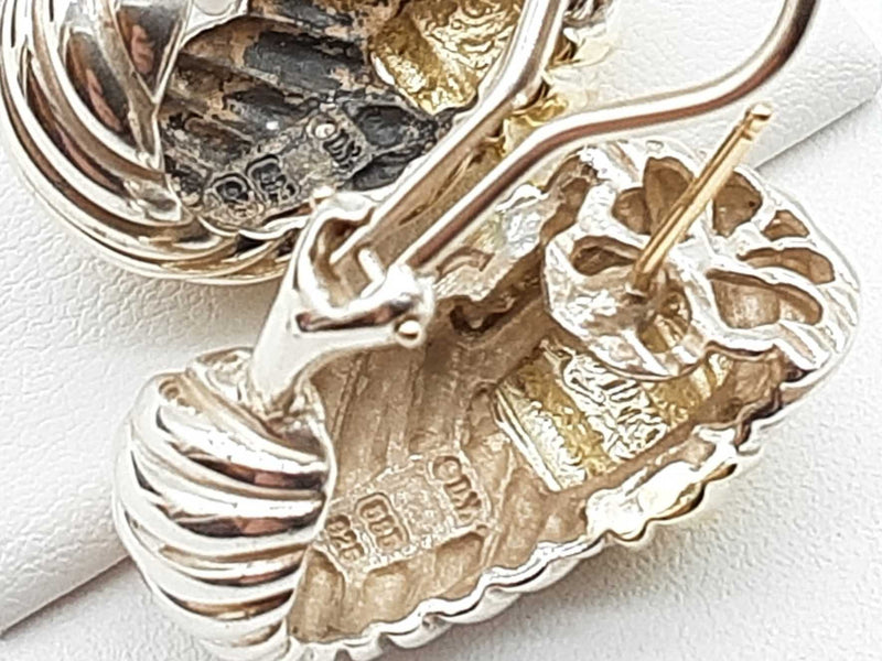 David Yurman 0.925 Silver 14k Yellow Gold Cable Shrimp Clip Earrings Do1025lorde