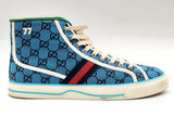 Gucci Tennis 1977 Blue Gg Canvas High Top Sneakers Size 12 Eb0125lirsa