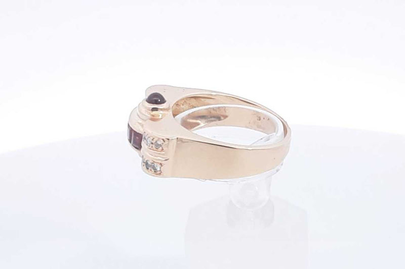 Garnet & Diamond Ring 14k Yellow Gold  6.7 Grams Size 7.5 Aa0425oirsa