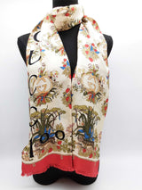 Gucci 100th Anniversary Multicolor Gg Floral Tiger Silk Scarf Do0826lxzde