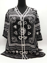 Versace Black White Medusa Heart Bandana Print Silk Shirt Size 40 Do1026lrxde