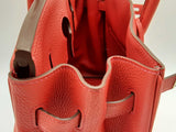 Hermes Birkin 35 Geranium Red Clemence Palladium Handbag Do0724sxzxde