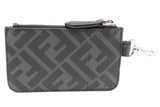 Fendi Ff Diagonal Black & Yellow Stripe Coin Pouch Keychain Wallet Eb0826crde