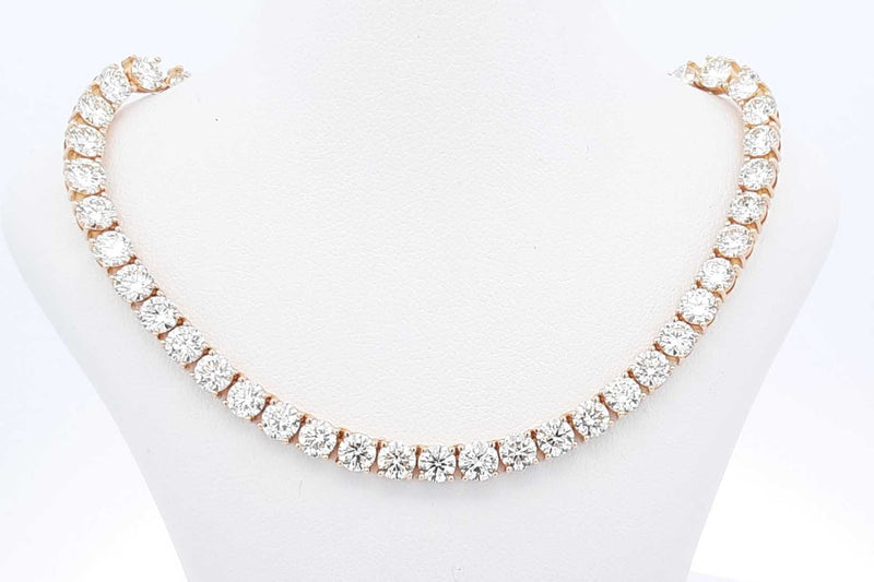 Approx. 30.36ctw Diamond Tennis Necklace In 14k Yellow Gold 32.9g Eb0124lxrxzsa