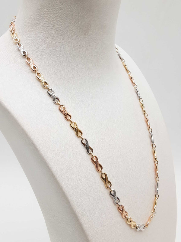 14k Tricolor Gold 7.0g Infinity Link Chain 18 In Do0425woxde
