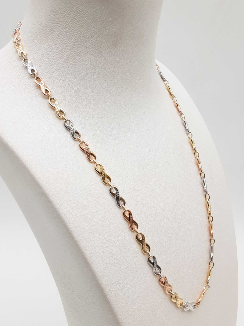 14k Tricolor Gold 7.0g Infinity Link Chain 18 In Do0425woxde