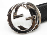 Gucci Interlocking G 40mm Belt In Black Guccissima Leather Size 40 Fw0926lrxdu