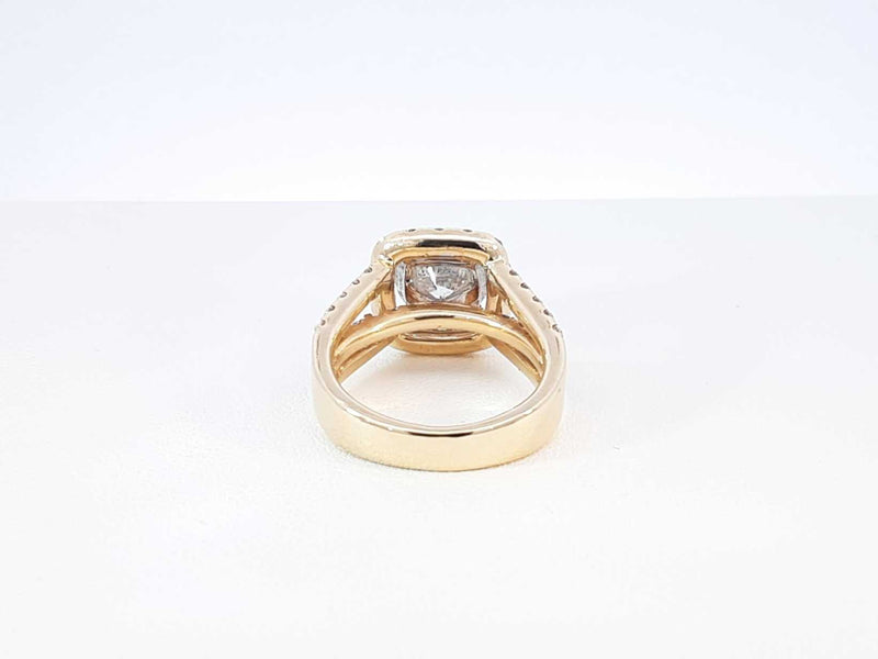 3.59 Cttw Diamond & 14k Yellow Gold Halo Ring 7.8 Grams Size 5.75 Fworxzdu