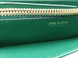 Prada Saffino Leather Continental Green Wallet Aa0826ozxsa