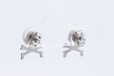 Skull & Crossbones Stud Earrings With Diamonds In 14k White Gold 1.6g Eb1225sxdu