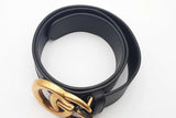 Gucci Black Leather Belt With Gold-tone Gg Buckle Size 80/32 Eb0426lrxsa