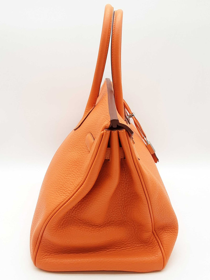 Hermes Birkin 35 Orange Clemence Palladium Hardware Handbag Do0825lxzxzde
