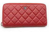 Chanel Quilted Red Lambskin Zip Around Wallet Eb1125orxdu