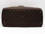 Gucci Gg Duffle Travel Bag W/leather Trim Brown Aa0526orzsa