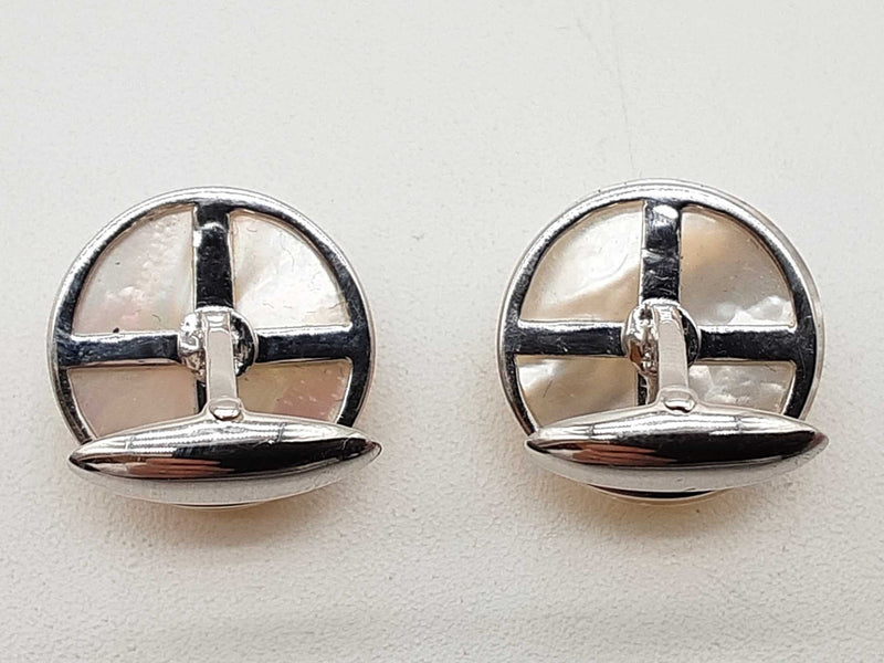 Mother Of Pearl Diamonds 18k White Gold 10.6g Cuff Links Do0725pcxde