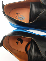 Off-white Black Leather Sponge Derby Shoes With Blue Soles Size 46 Eb0925lxzde