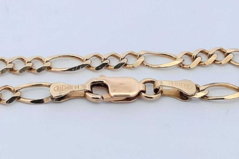 14k Yellow Gold Figaro Chain Necklace 7.6 Grams 21.25 Inch Eb0125wirsa