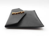 Yves Saint Laurent Uptown Envelope Pouch In Black Graine De Poudre Leather Fw0726orzdu