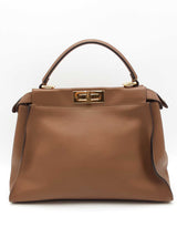 Fendi Peekaboo Brown Leather Top Handle Bag Eb0626pxzsa