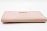 Michael Kors Jet Set Travel Pink Saffiano Leather Quarter Zip Wallet Eb0125wxdu