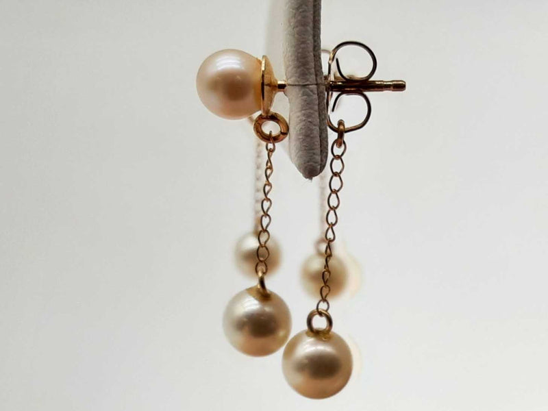 10k Yellow Gold 2.0g Pearl Dangle Stud Earrings Do1224cxde