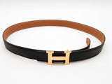 Hermes Noir Black Swift Gold Epsom Reversible Belt Gold H Buckle Do0526loxde