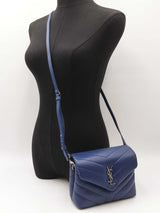 Yves Saint Laurent Loulou Toy Bag In Quilted Denim Blue Leather Fw0926wrxdu