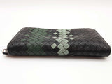 Bottega Veneta Intrecciato Black Green Leather Zippy Wallet Do0525cxde
