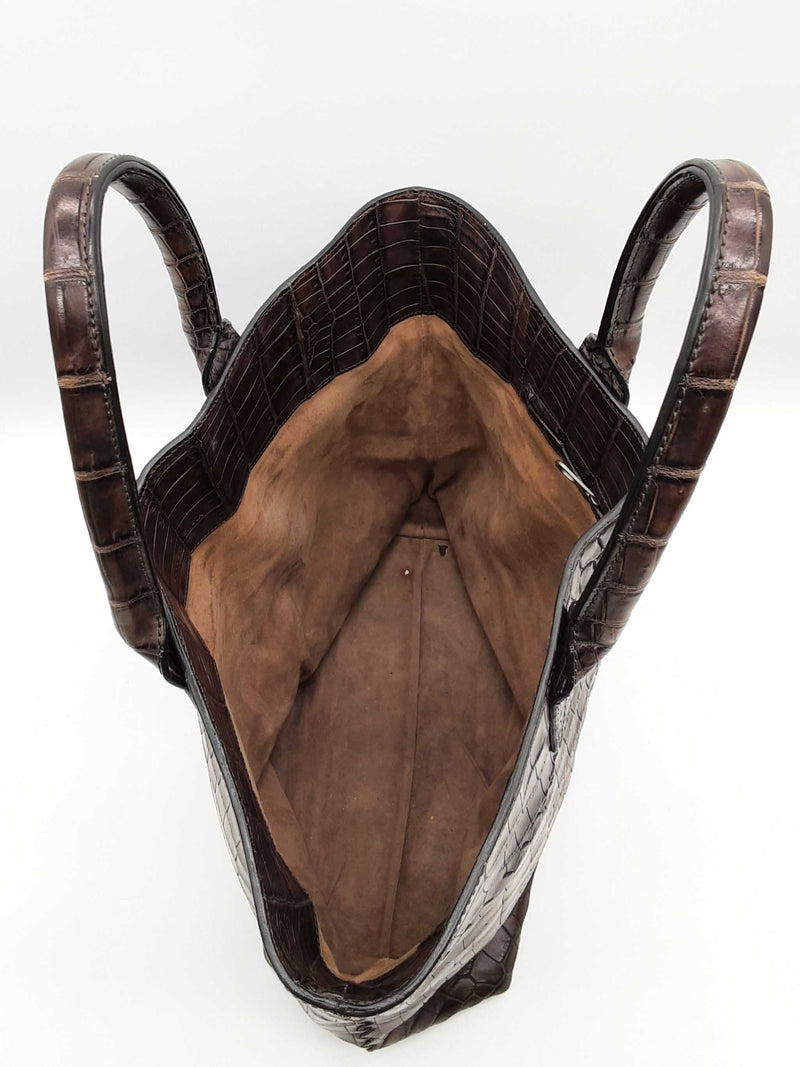 Bottega Veneta Dark Brown Matte Crocodile Leather Large Tote Bag Do0525rxzde