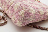 Chanel Mini Pink & White Tweed Quilted Clutch With Chain Eb0926oxxzde