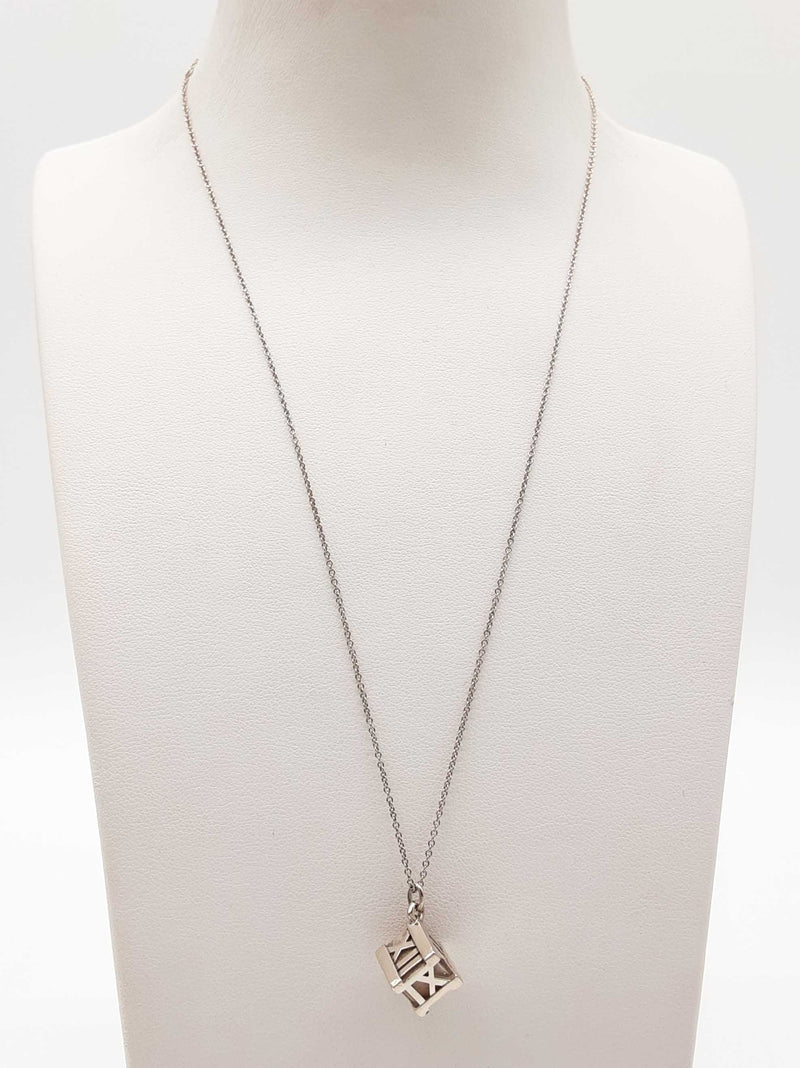 Tiffany & Co Atlas Cube 0.925 Silver 5.8g Necklace 18 In Do0224oxzde