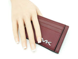 Michael Kors Cooper Slim Card Case In Dark Cherry Synthetic Leather Fw0826lrdu