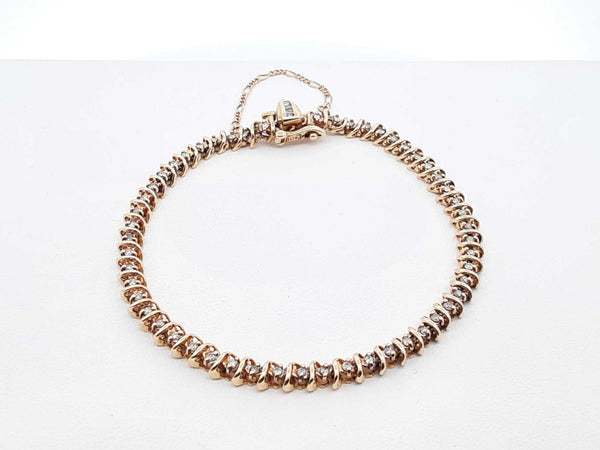 0.58 Cttw Diamond & 10k Yellow Gold Tennis Bracelet 10 Grams 7 Inch Fw1124cxzdu