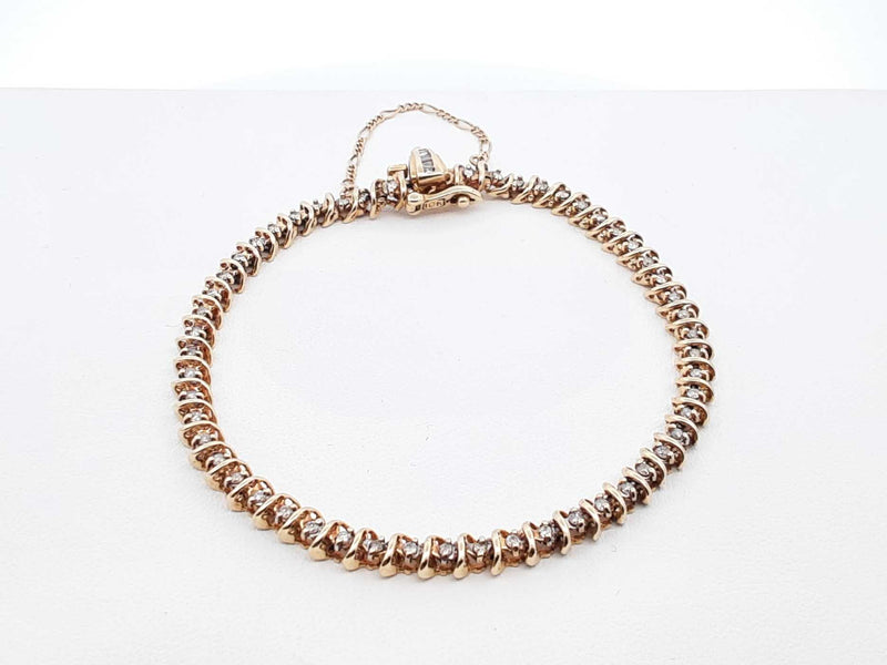 0.58 Cttw Diamond & 10k Yellow Gold Tennis Bracelet 10 Grams 7 Inch Fw1124cxzdu