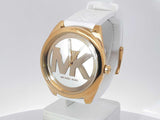 Michael Kors Janelle Mk7141 42mm Watch Gold-tone Case White Strap Sd1025wzsa