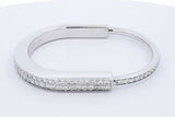 Tiffany & Co. Lock Diamond 18k White Gold Bangle Bracelet 41.4g Eb0426lcxxzde
