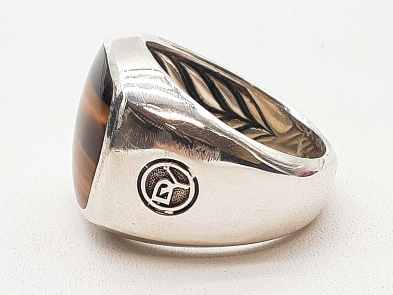 David Yurman Streamline Tigers Eye 0.925 Silver 24.3g Ring Size 10.75 Do1024oxzde