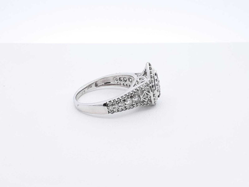 1.12 Cttw Diamond & 10k White Gold Cluster Ring 3.4 Grams Size 7 Fw0425ooxdu