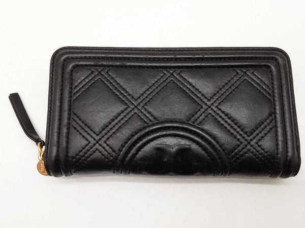 Tory Burch Flemming Black Leather Zip Continental Wallet Do0825prde