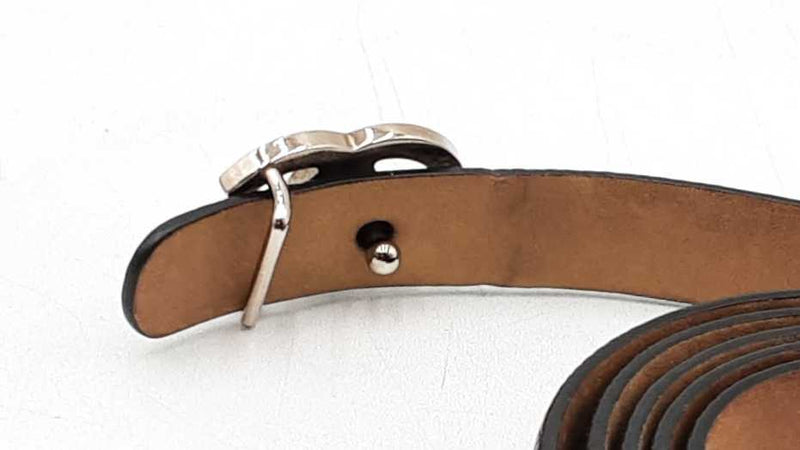 Chanel Black Leather Belt With Silver Tone Interlocking Cc Buckle Eb1025wrxdu