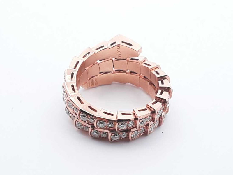 Bvlgari 18k Rose Gold Diamond Pave Viper Ring Size 7 1.65cttw 10.6g Lh0724sxzxde