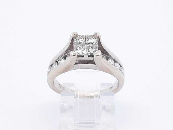 1.34 Cttw Diamond & 14k White Gold Engagement Ring 5.7 Grams Size 6 Fw1124wrxdu