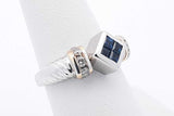 Diamond & Blue Gemstone Ring In 14k White Gold 5.9 Grams Size 6.75 Eb0126llrsa