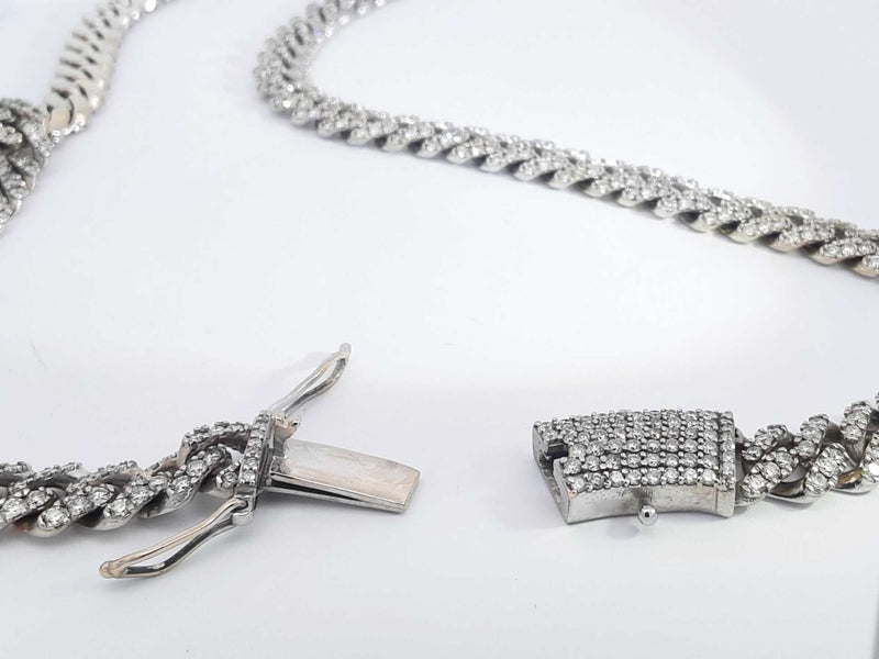 6.22 Cttw Diamond 10k White Gold Cuban Link Chain 72.8 G 20 Inches Aa0925wrxzsa