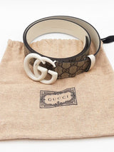 Gucci Gg Monogram Supreme Canvas Belt With White Gg Buckle Size 95/38 Eb126orxdu